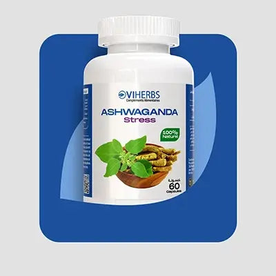 Une bouteille de supplément Ashwagandha de Viherbs.